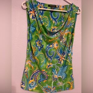 Lauren Ralph Lauren green multi paisley print sleeveless size Small